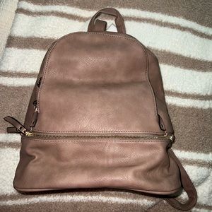 Small faux leather backpack- Rosewood